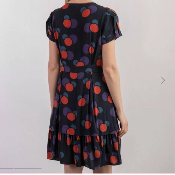 MARC JACOBS Navy Silk Dress with Polka Dot Party Prom Dress - Size  4 - Picture 3 of 15